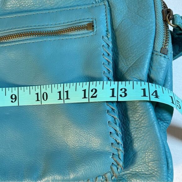 Audrey Brooke turquoise soft leather large zip satchel many compartments - Picture 6 of 16